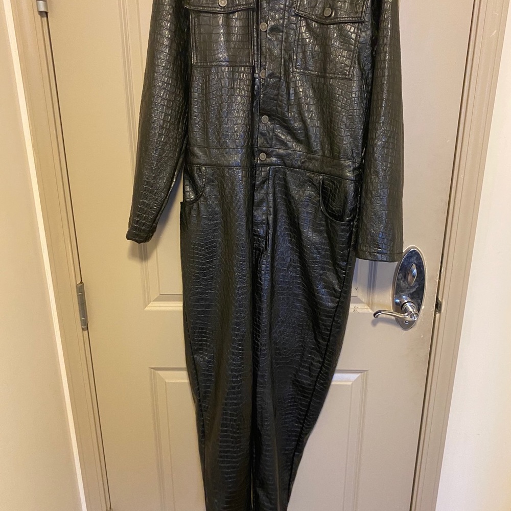 Overal faux leather croc design